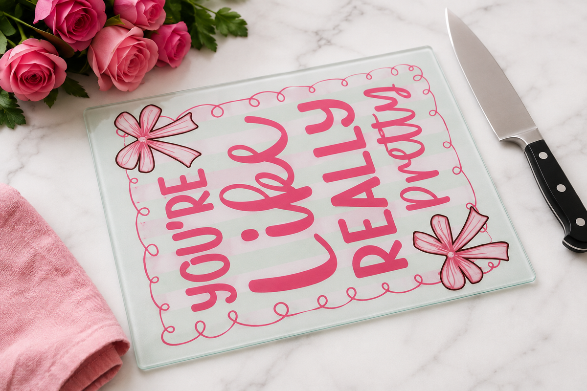 You're Like Really Pretty Glass Cutting Board