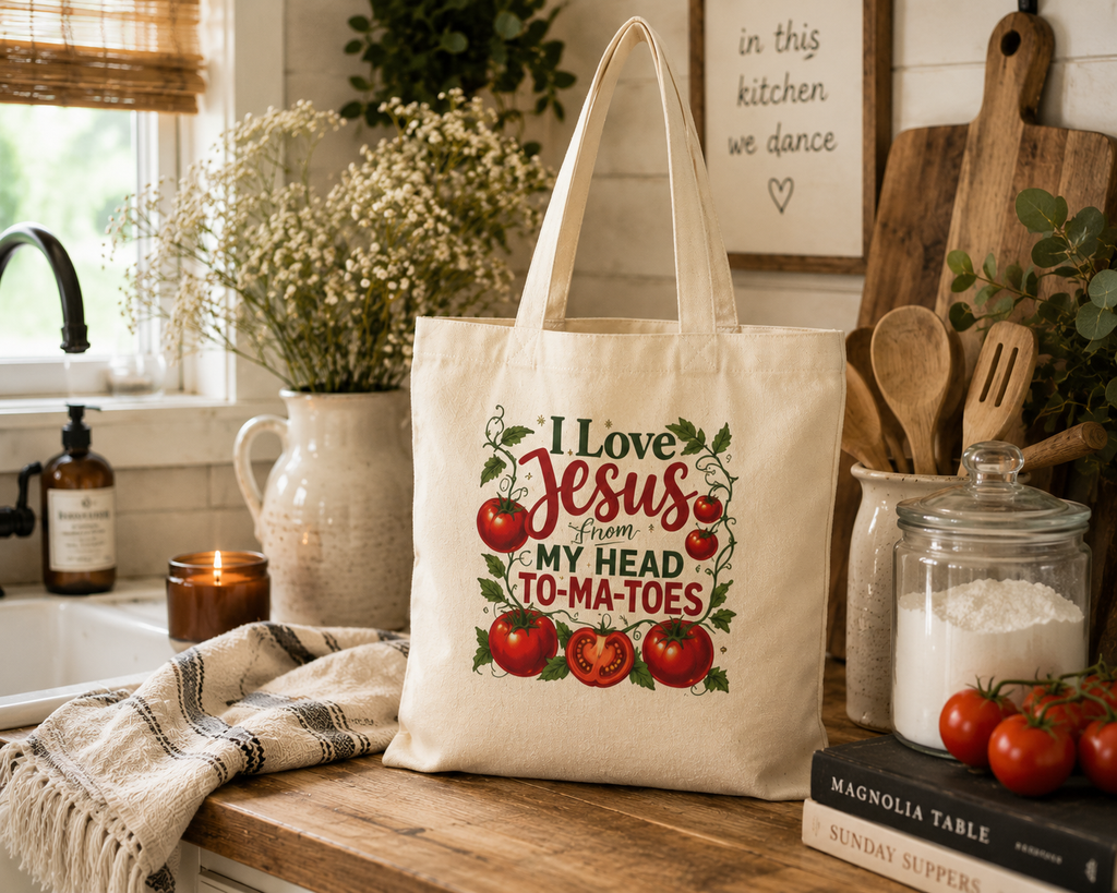 I Love Jesus From My Head To My Tomatoes Tote Bag