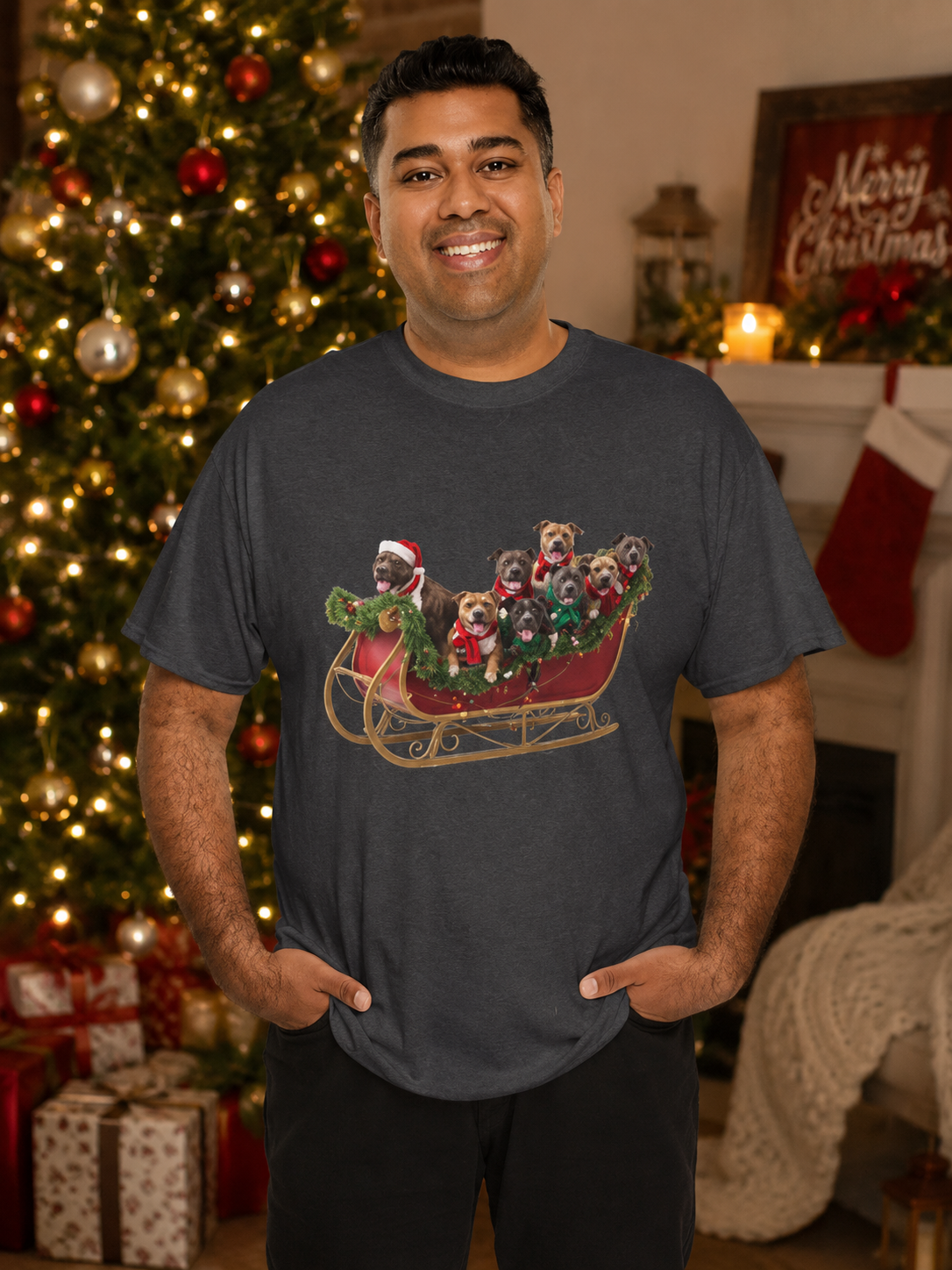 Pit Bulls Sleigh T-Shirt