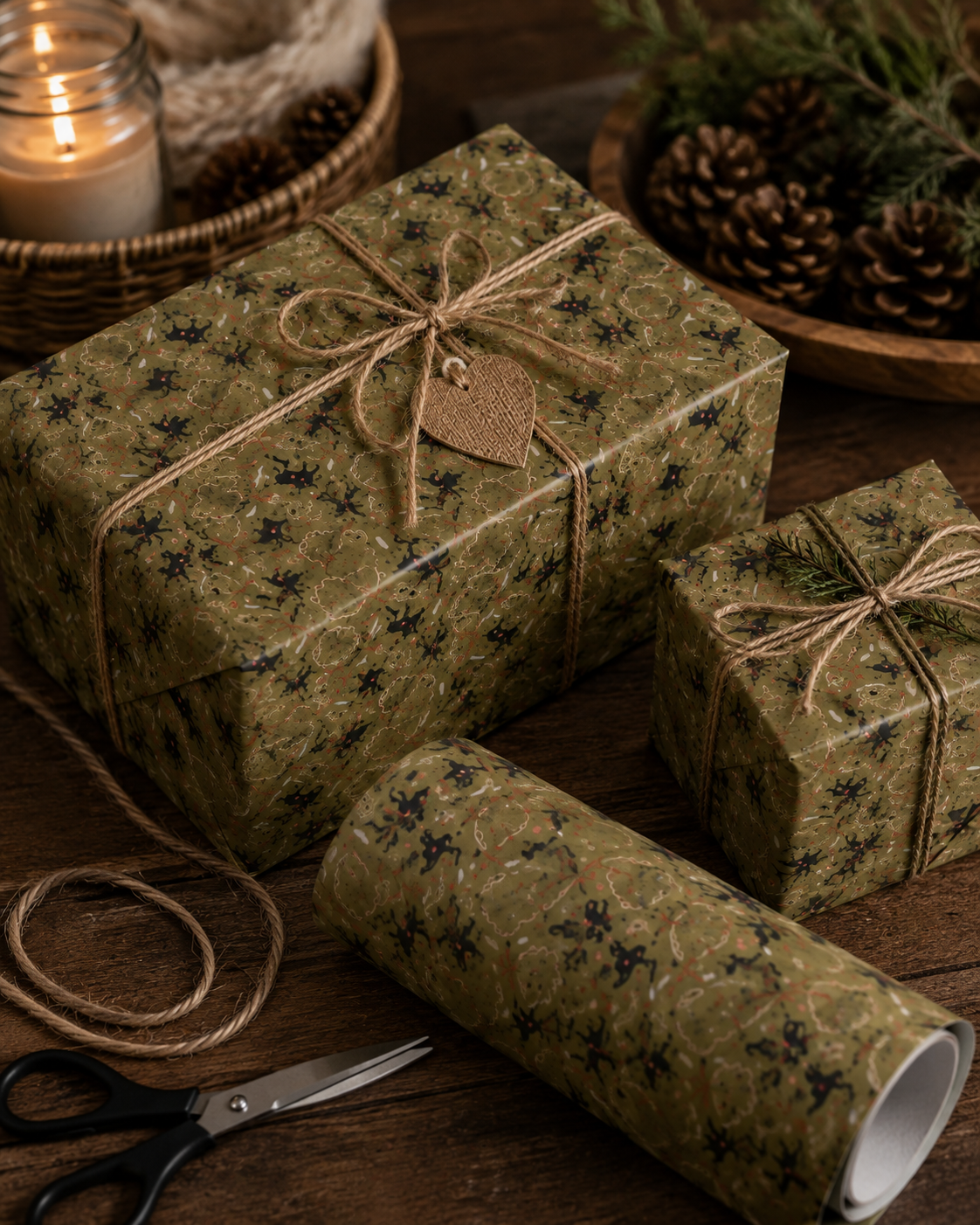 Vintage Camo Valentines Wrapping Paper