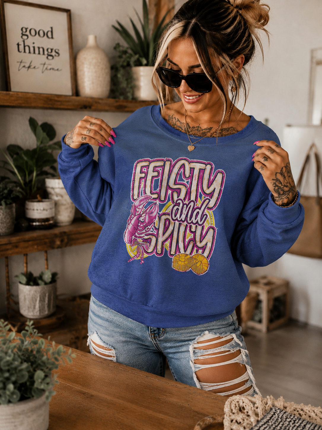 Feisty and Spicy Crawdad Crewneck Sweatshirt