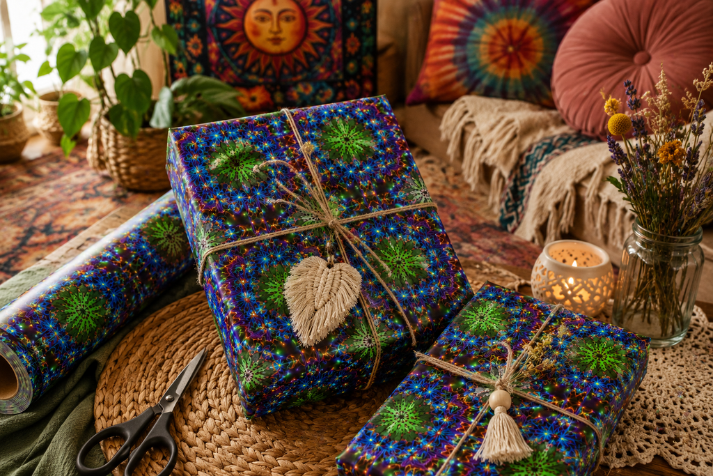 Kaleidoscope Marijuana Plant Wrapping Paper