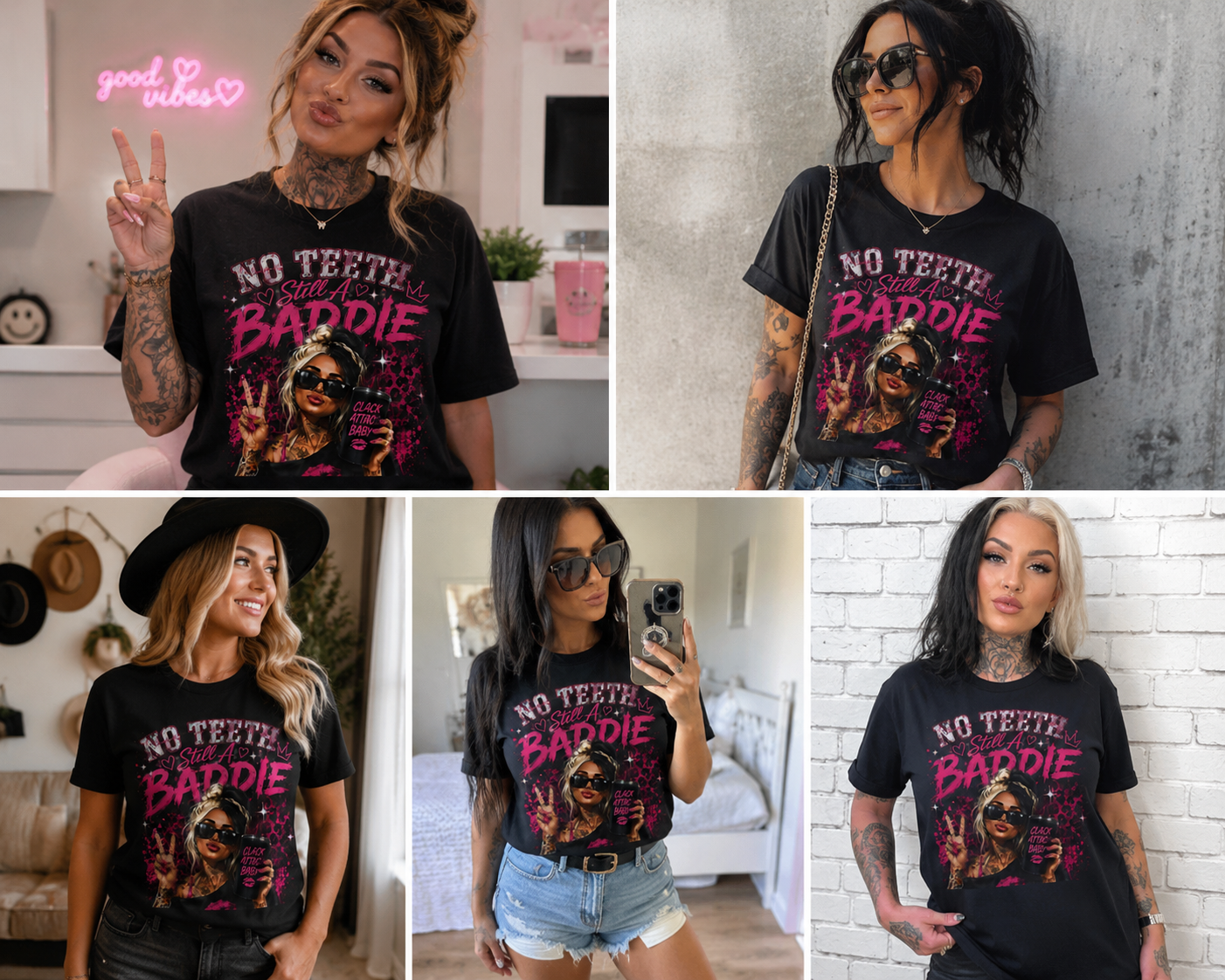 No Teeth Still A Baddie Clack Attack T-Shirt