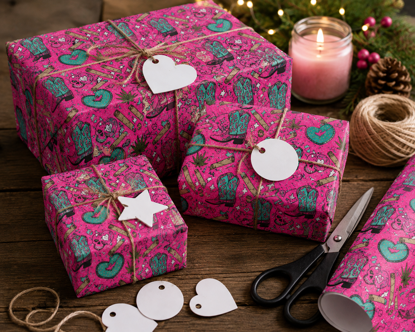 Pink Stoner Cowgirl Wrapping Paper