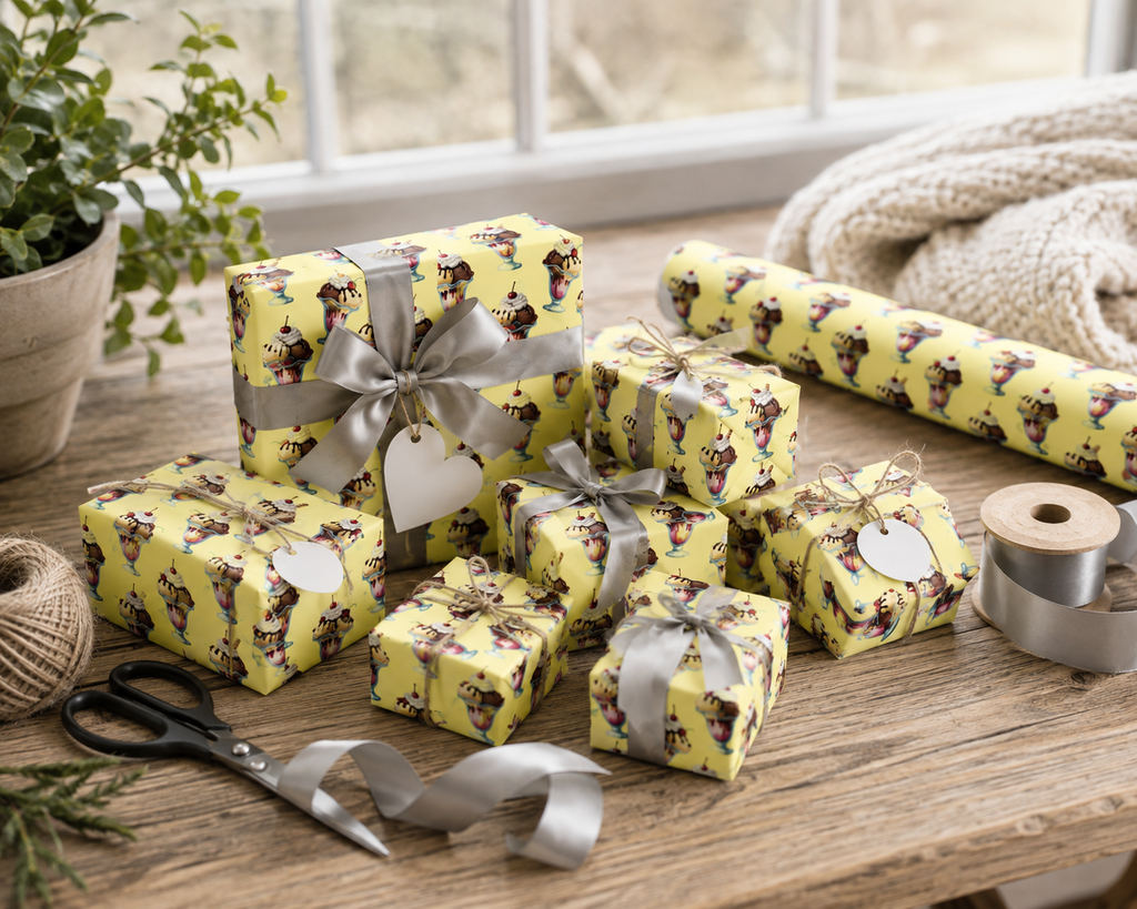 Retro Ice Cream Cone Pattern Wrapping