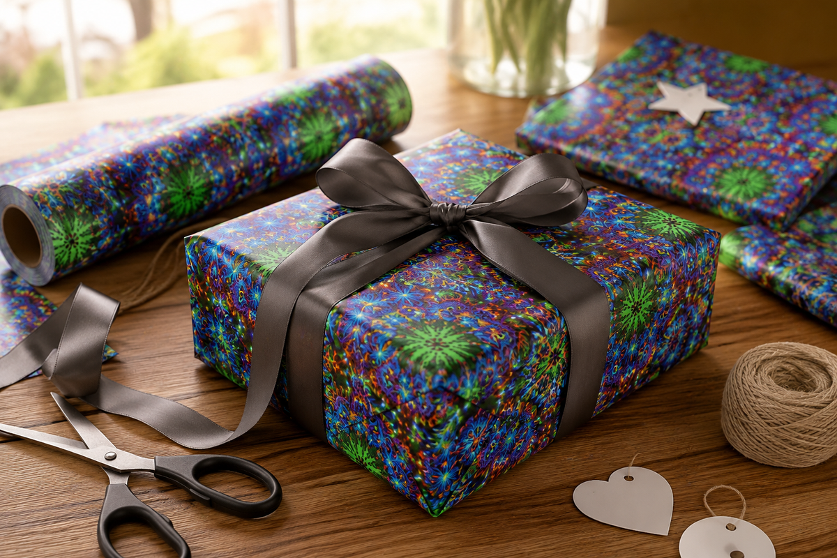 Kaleidoscope Marijuana Plant Wrapping Paper