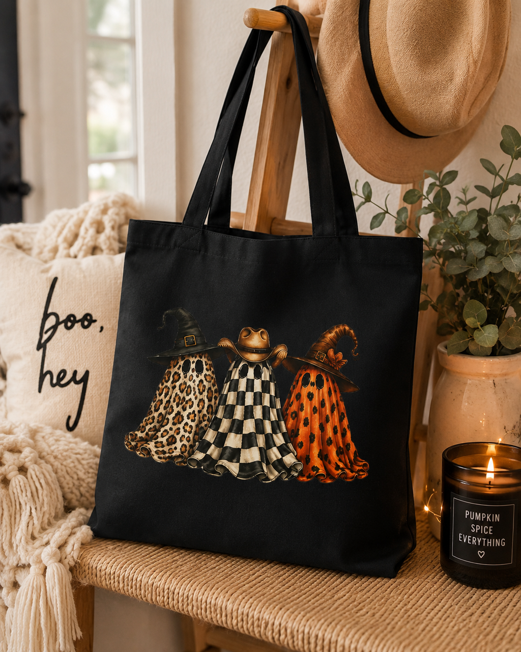 Checkered Ghost Tote Bag