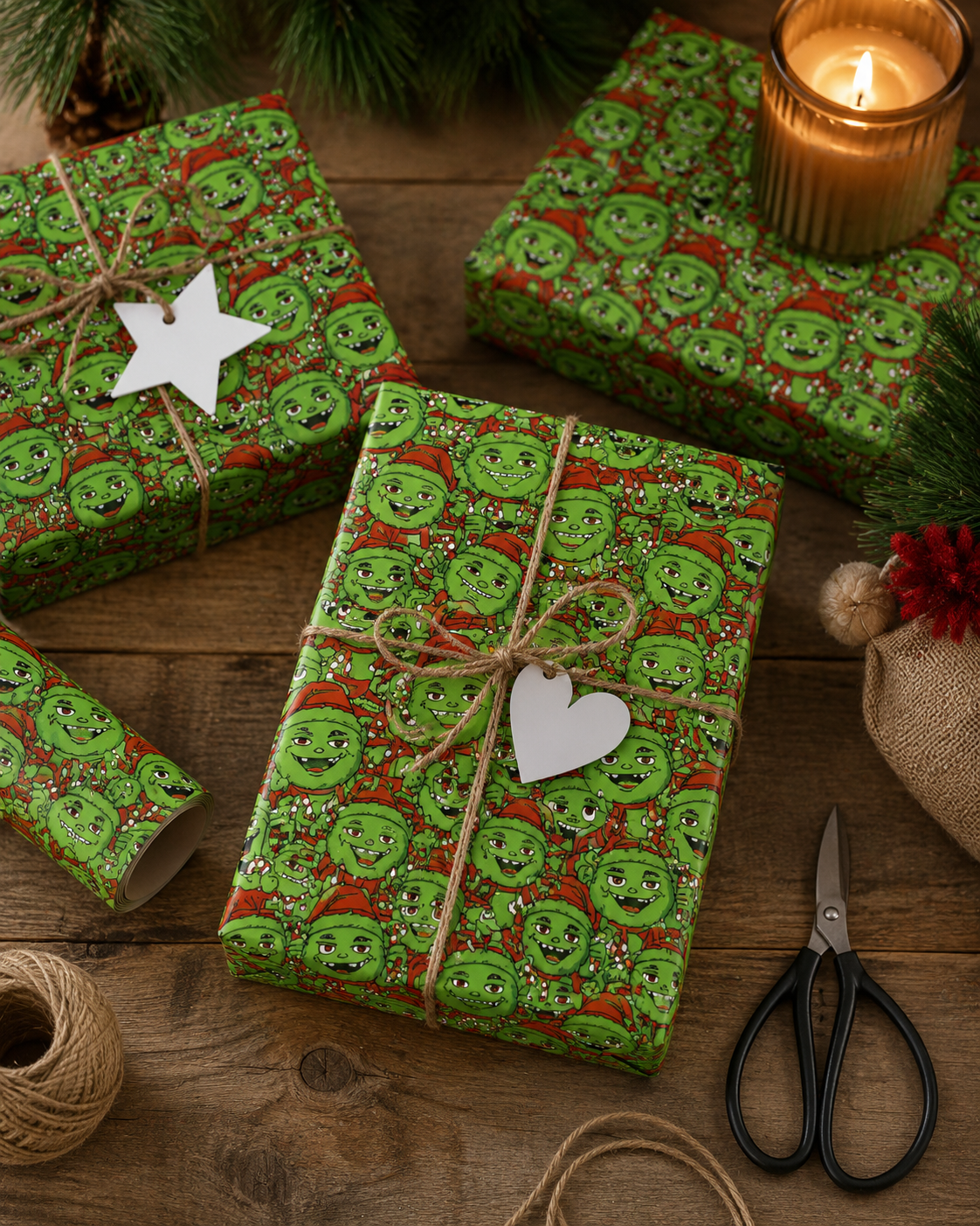Green Grinchy Christmas Wrapping Paper