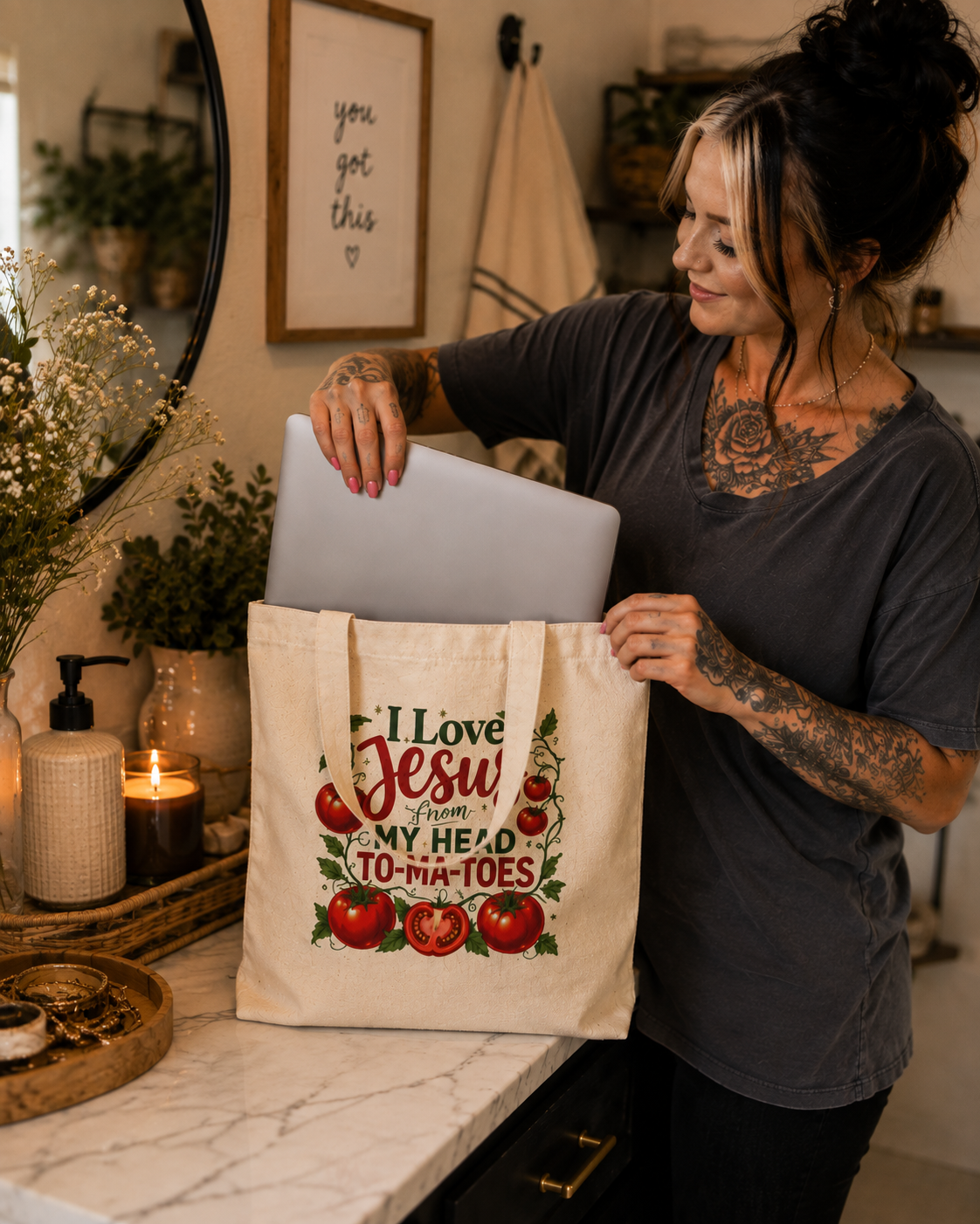 I Love Jesus From My Head To My Tomatoes Tote Bag