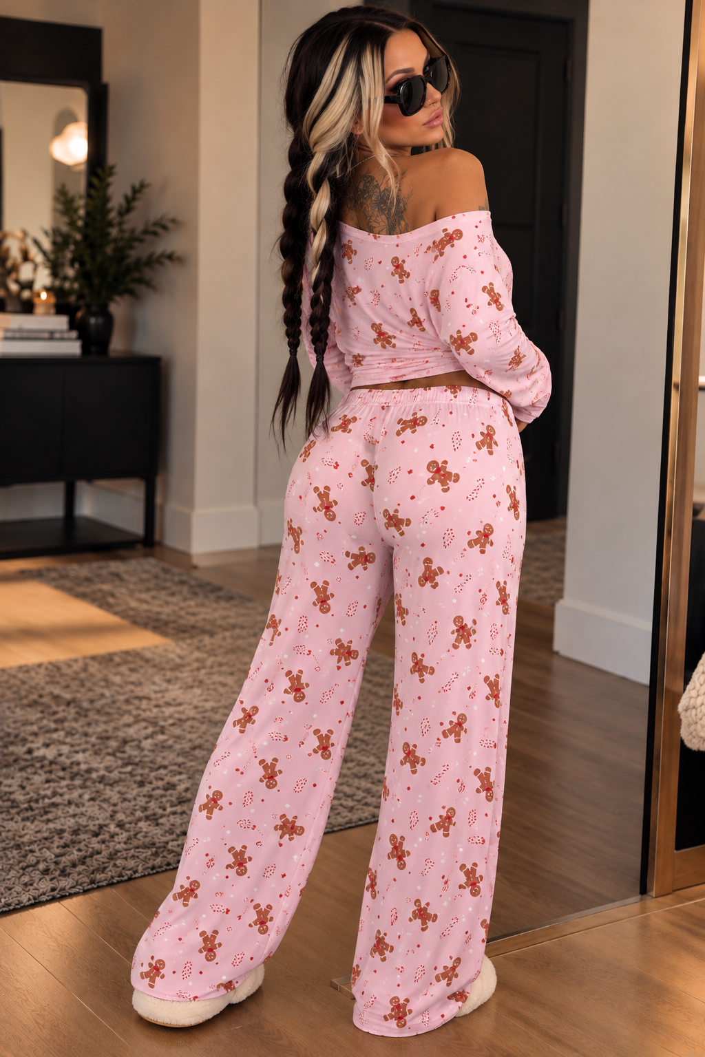 Pink Gingerbread Soft Stretchy Lounge Set