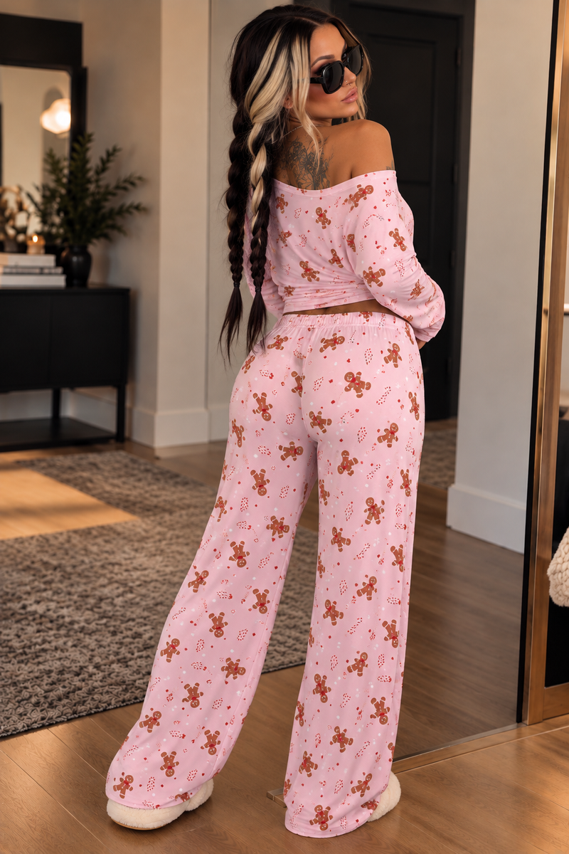 Pink Gingerbread Soft Stretchy Lounge Set