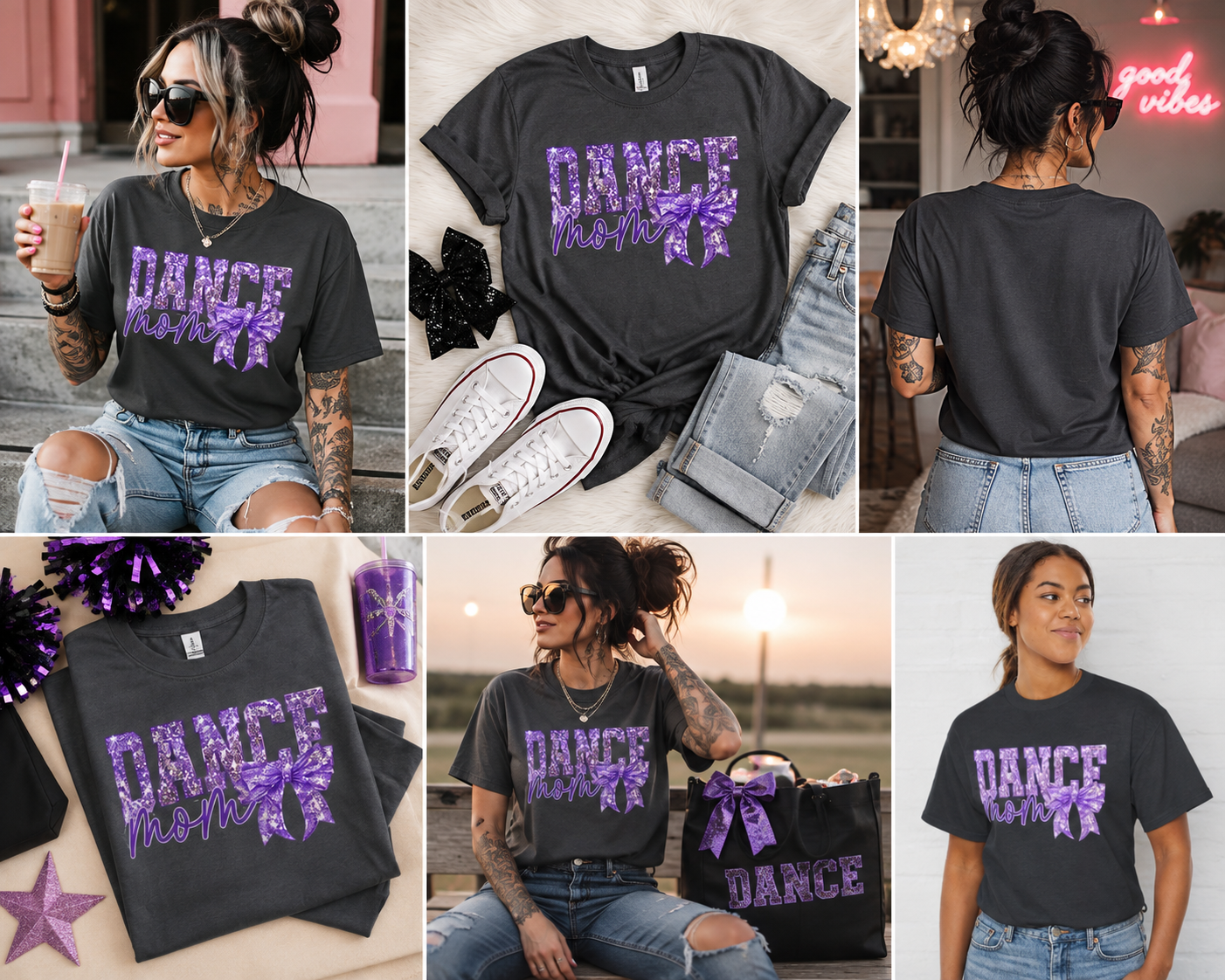 Purple Glitter Dance Mom T-Shirt