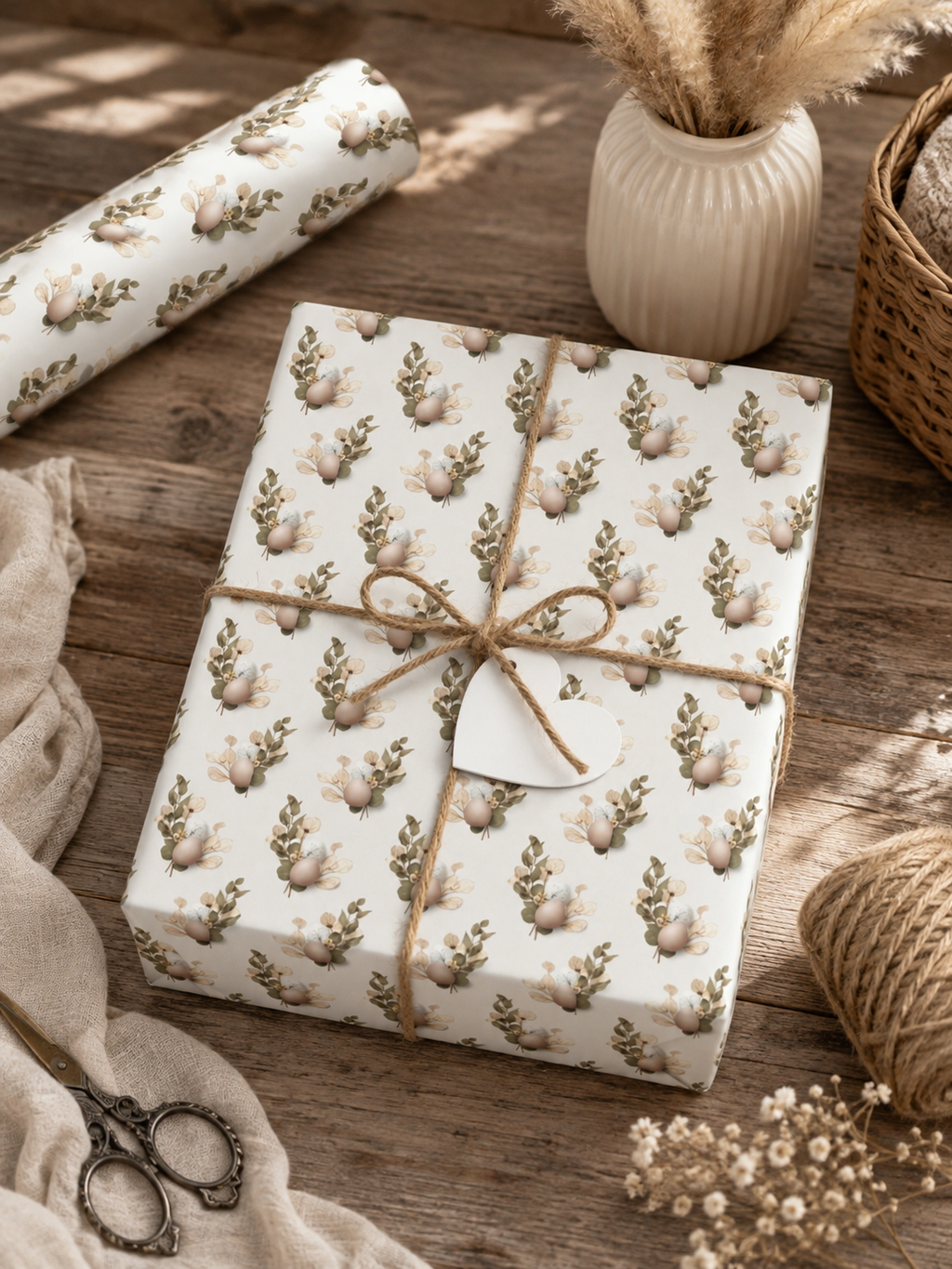Neutral Floral Easter Wrapping Paper