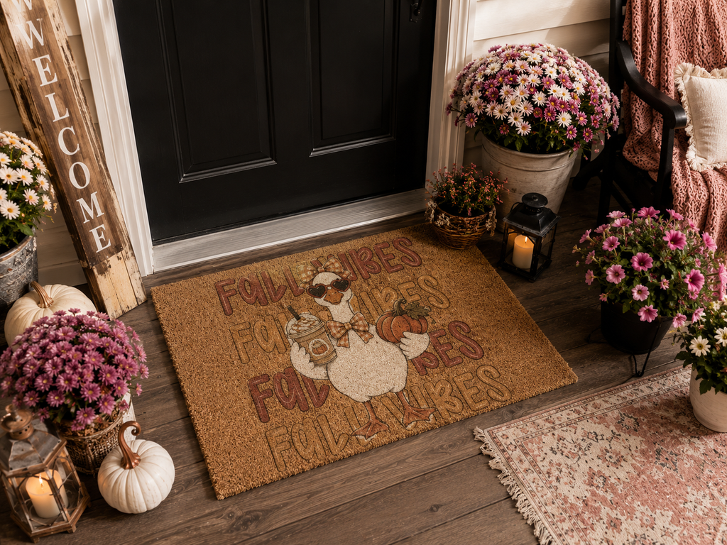 Fall Vibes Preppy Duck Doormat