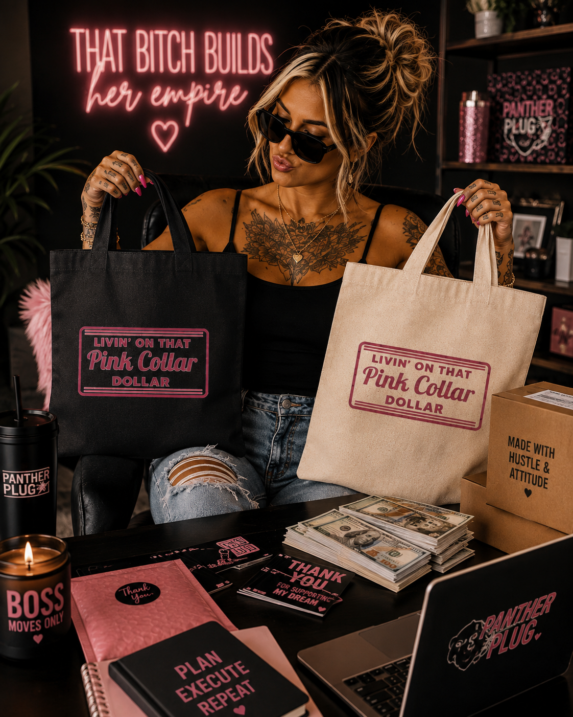 Livin On That Pink Collar Dollar Tote Bag