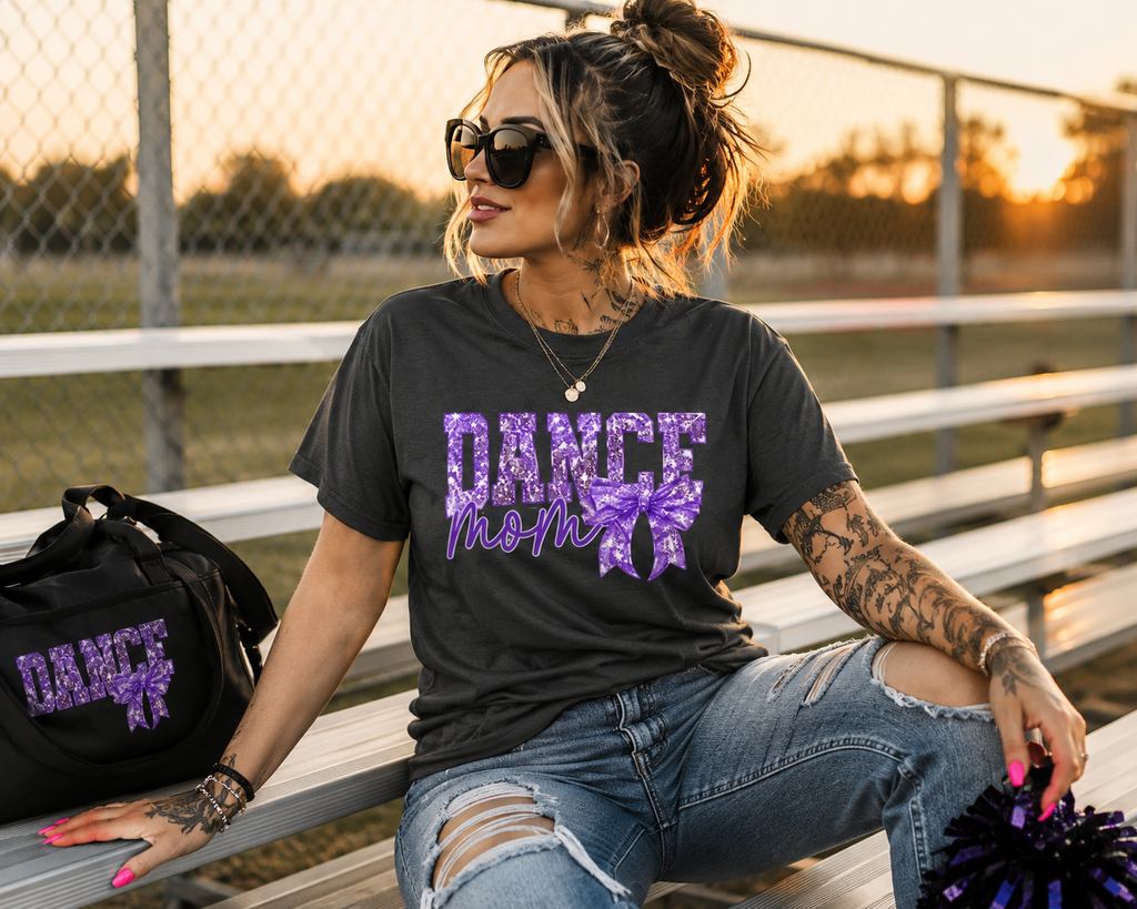 Purple Glitter Dance Mom T-Shirt