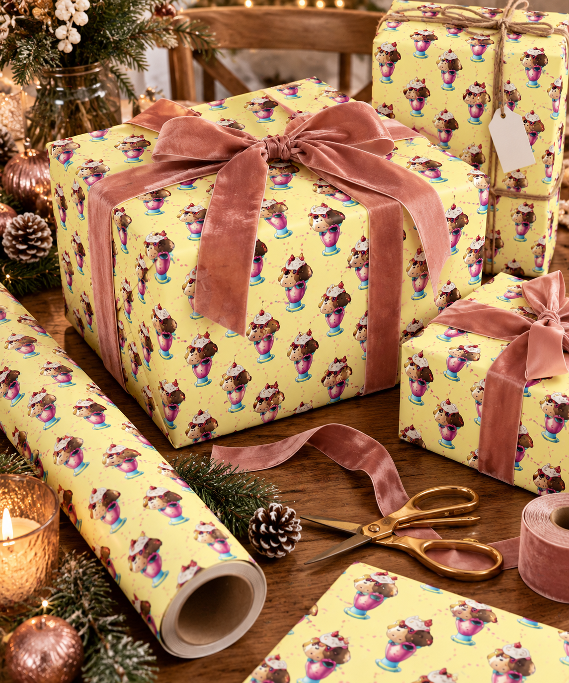 Retro Ice Cream Cone Pattern Wrapping Papers