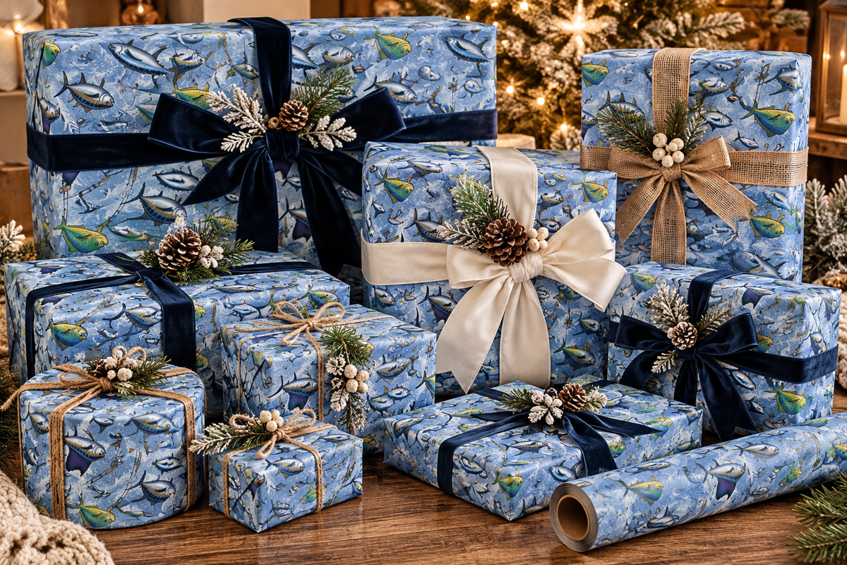Blue Deep Sea Fish Wrapping Paper
