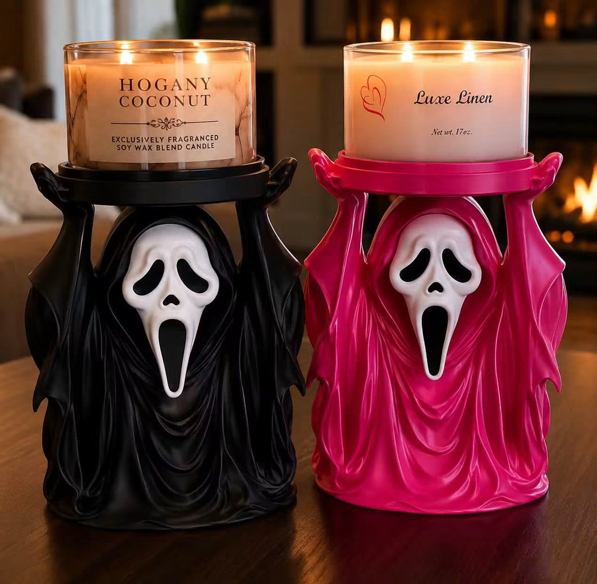 Spooky Halloween Candle Holder – Black & Pink (PRE-ORDER)
