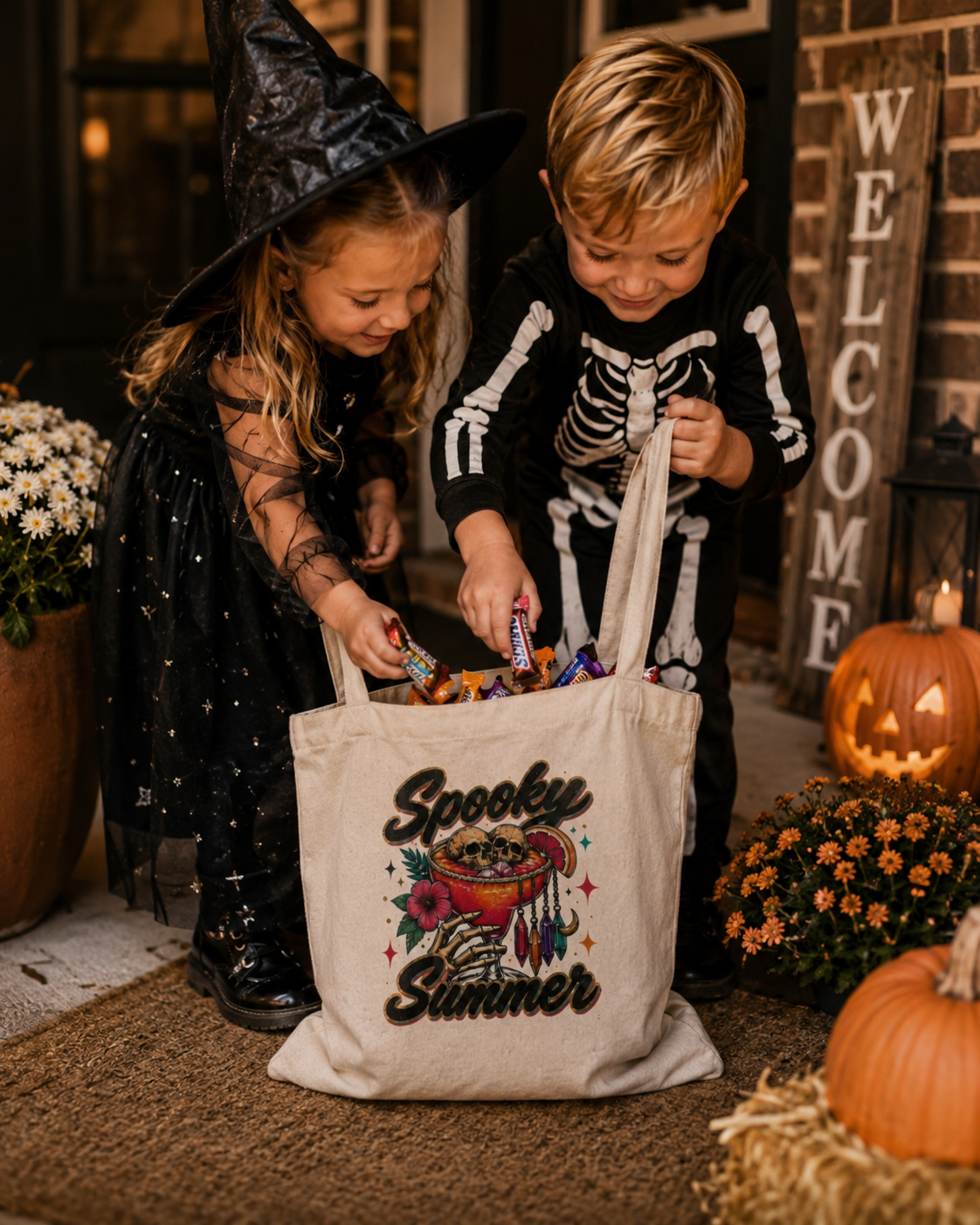 Skeleton Martini Spooky Summer Tote Bag
