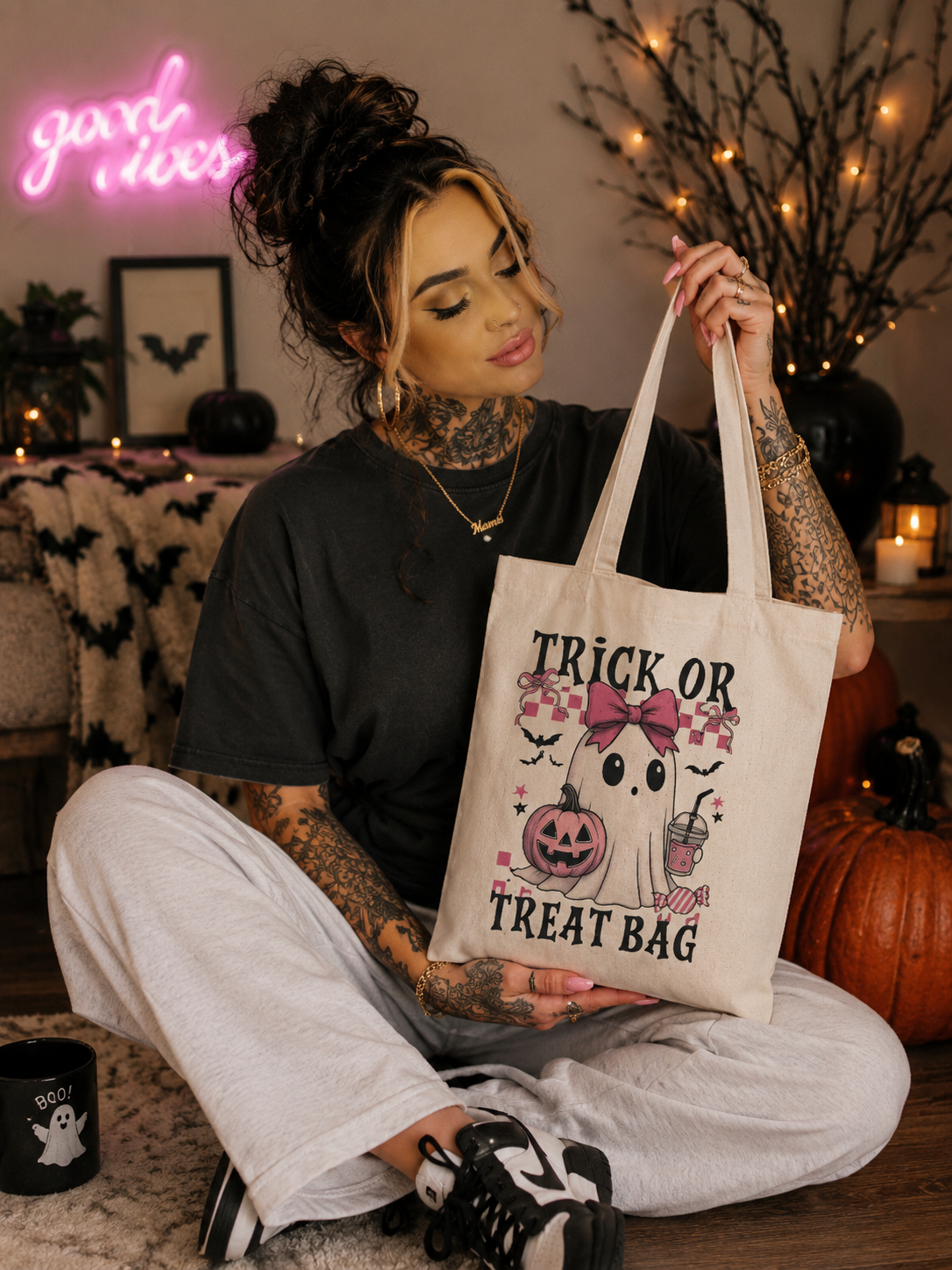 Pink Ghost Tote Bag