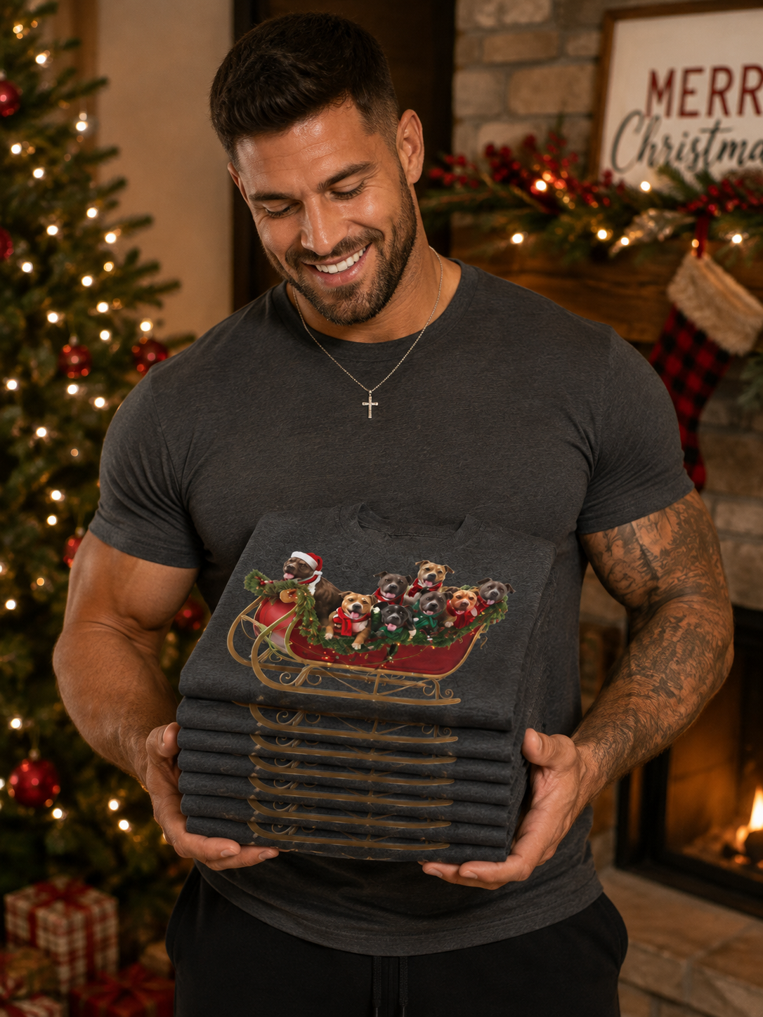 Pit Bulls Sleigh T-Shirt