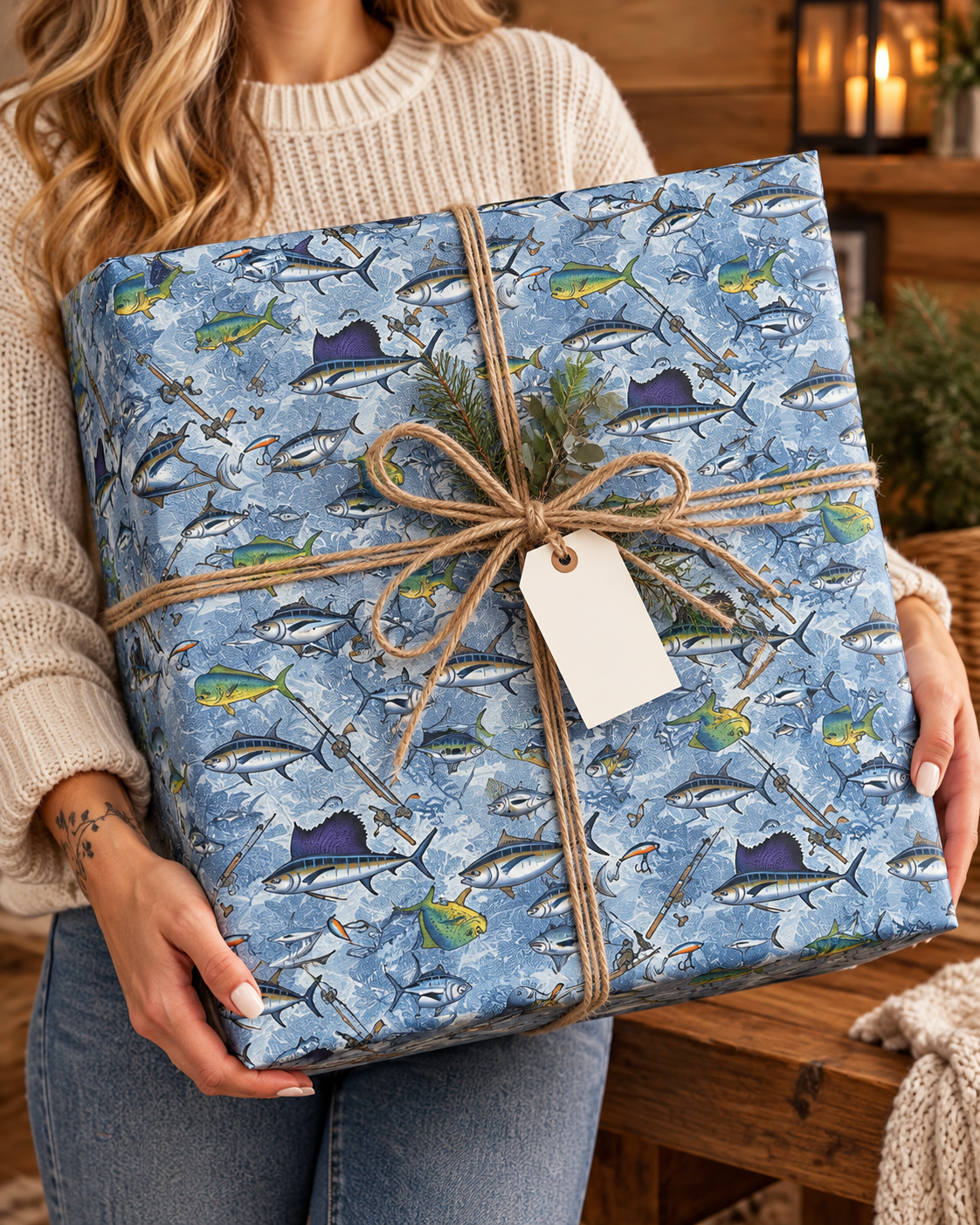 Blue Deep Sea Fish Wrapping Paper