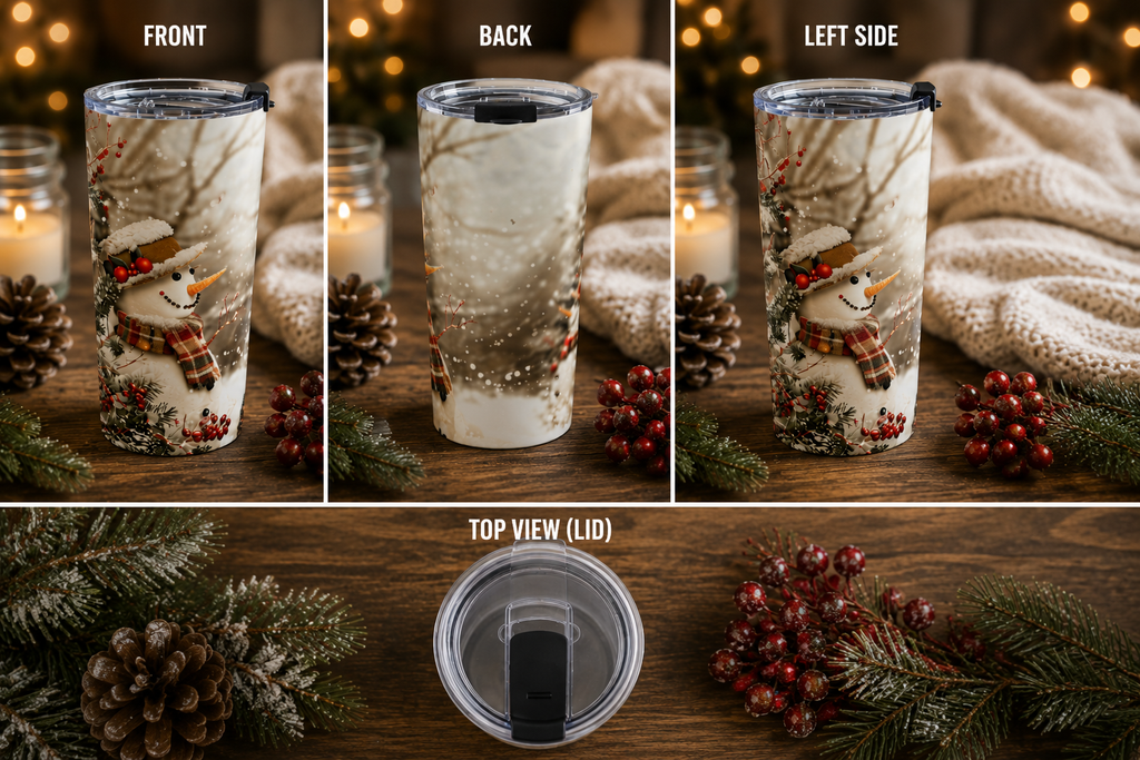 Winter Snowy Red Berries Stainless Tumbler
