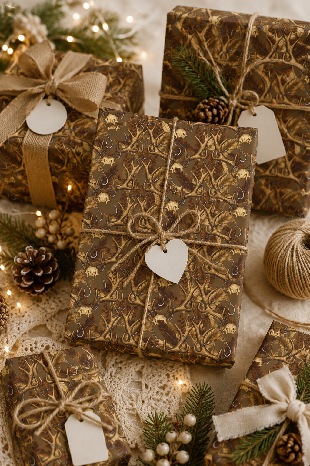 Brown Antler Pattern Wrapping Paper