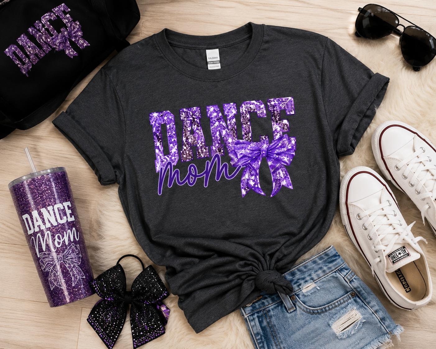 Purple Glitter Dance Mom T-Shirt