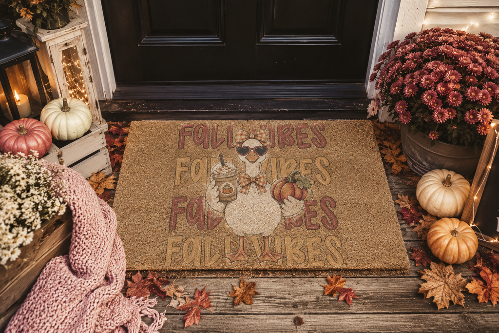 Fall Vibes Preppy Duck Doormat