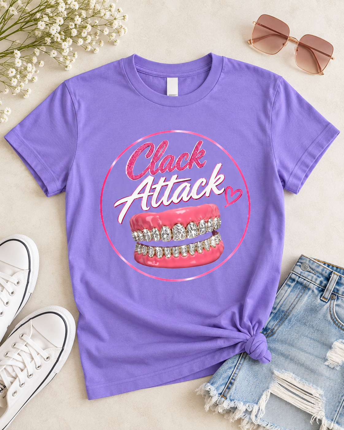 Clack Attack Blingy Denture T-shirt