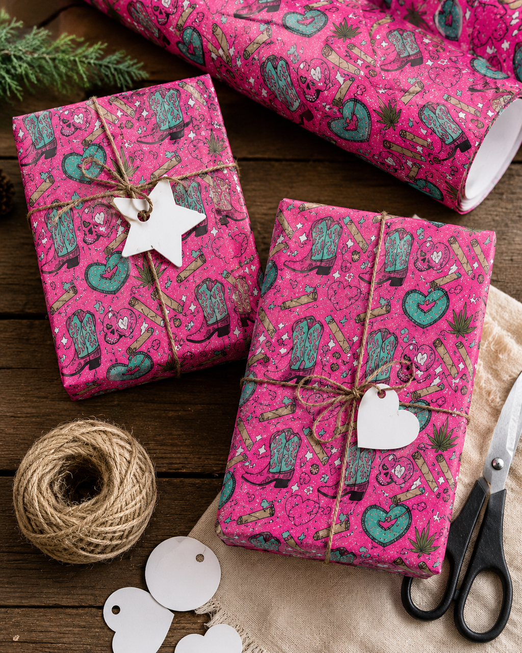 Pink Stoner Cowgirl Wrapping Paper