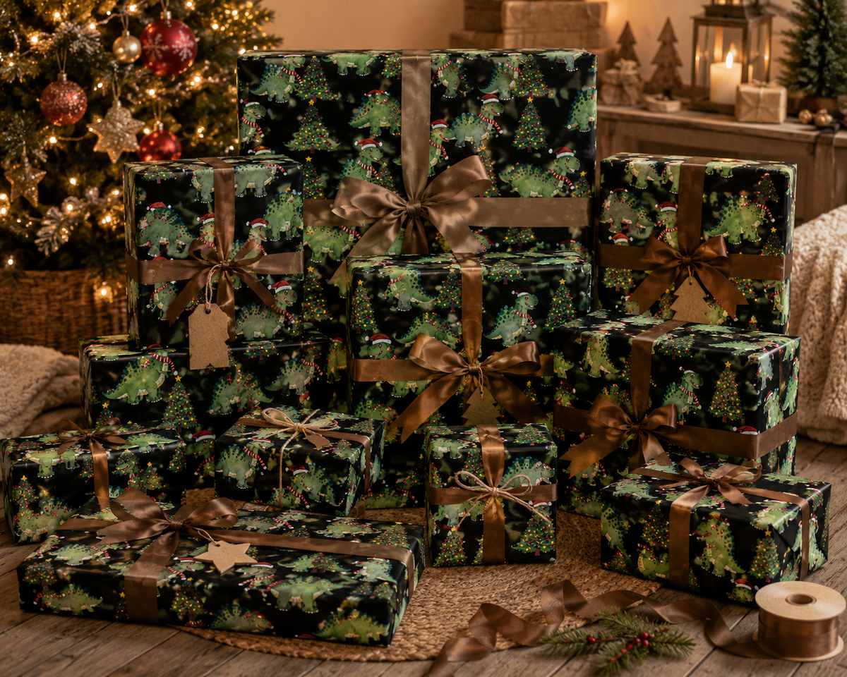 Christmas Dinosaur Wrapping Paper