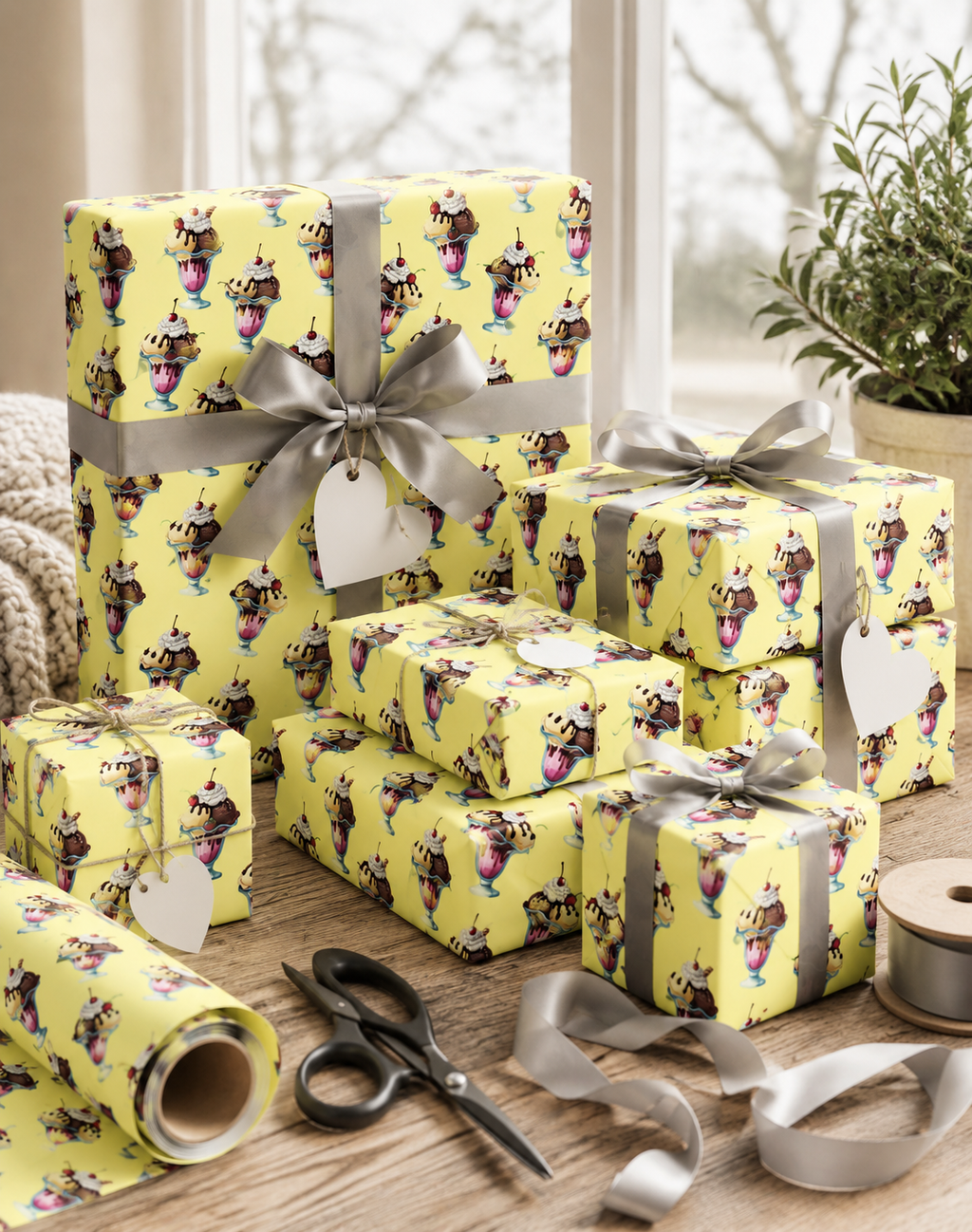 Retro Ice Cream Cone Pattern Wrapping