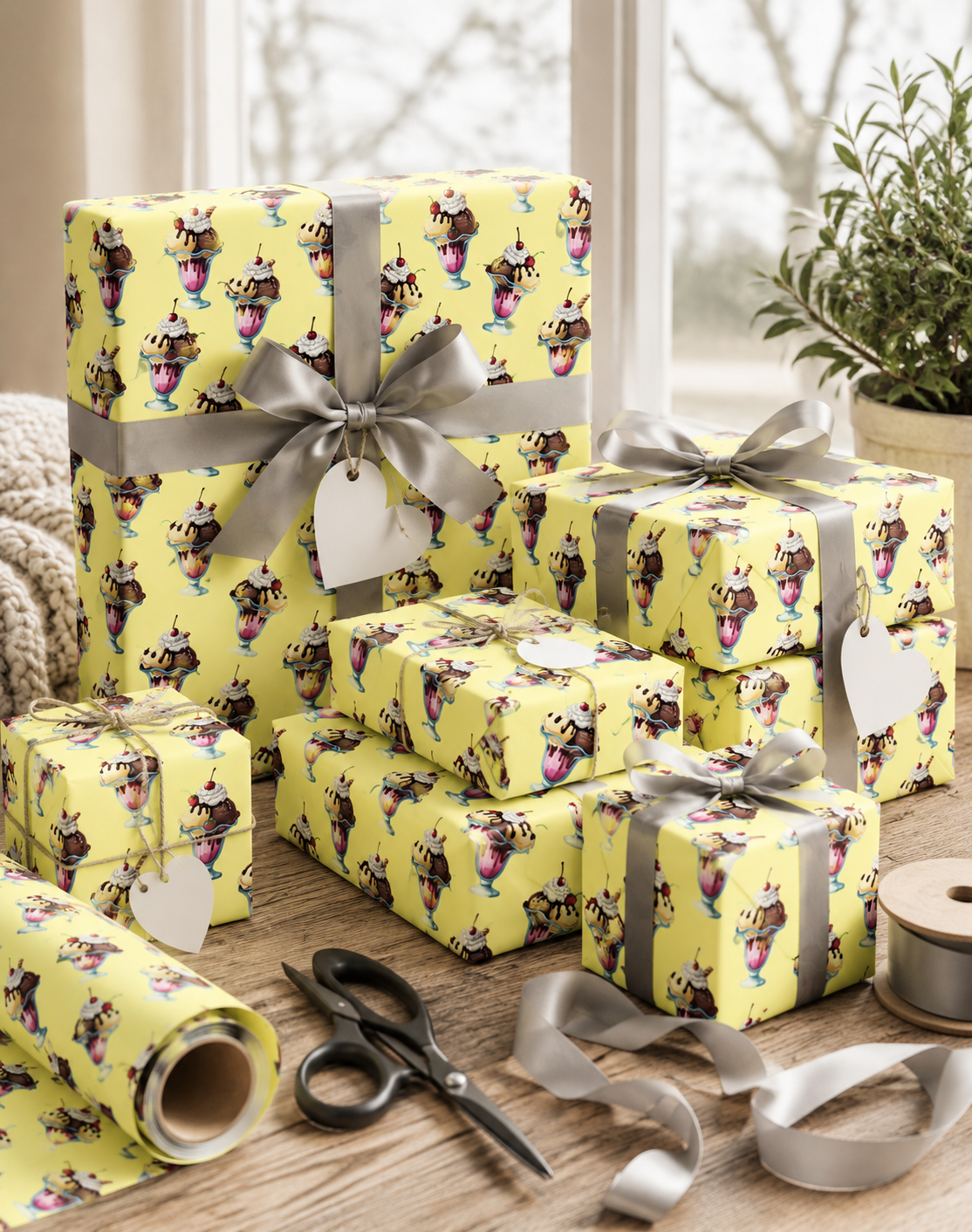 Retro Ice Cream Cone Pattern Wrapping