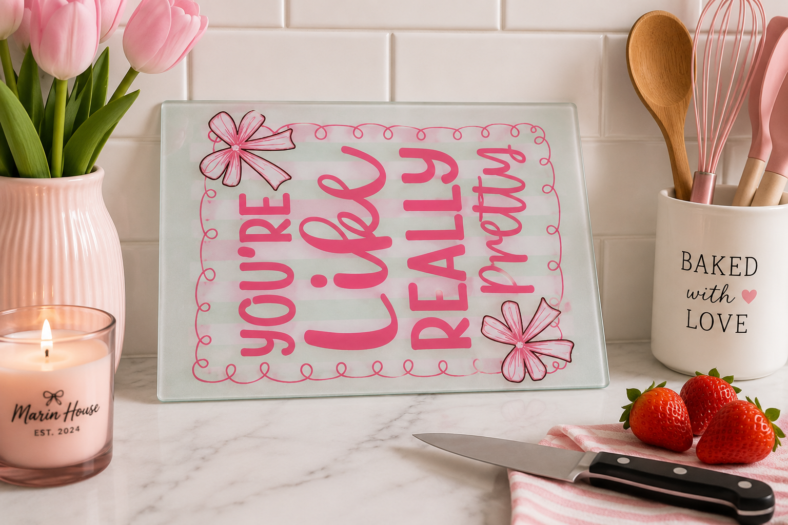 You're Like Really Pretty Glass Cutting Board