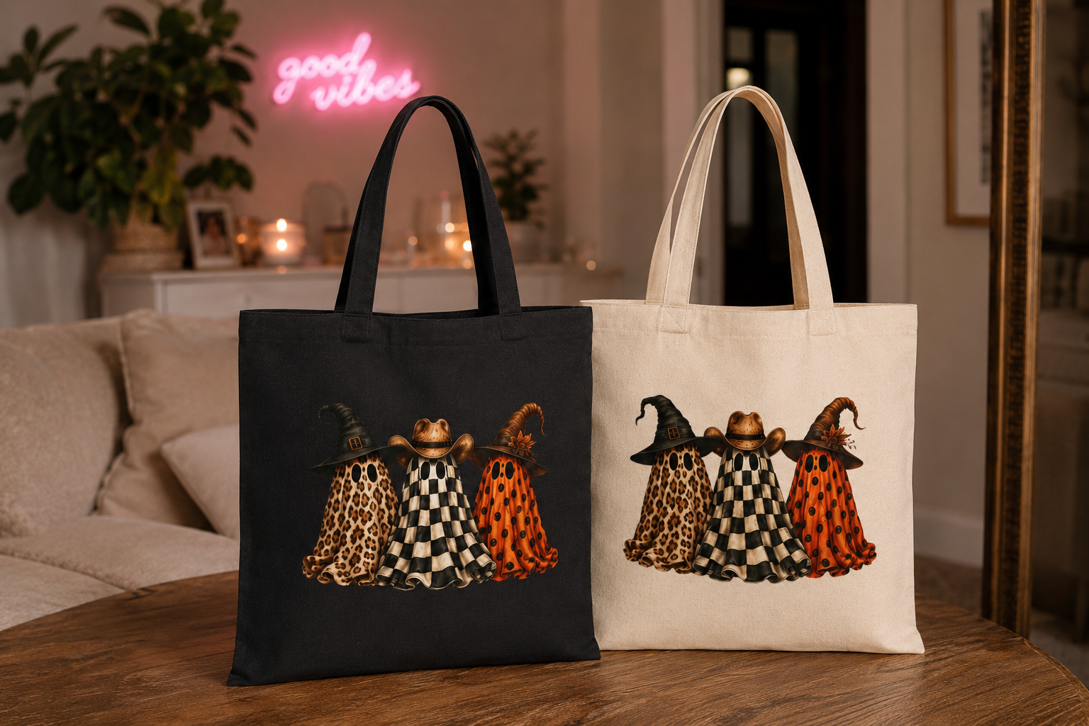 Checkered Ghost Tote Bag