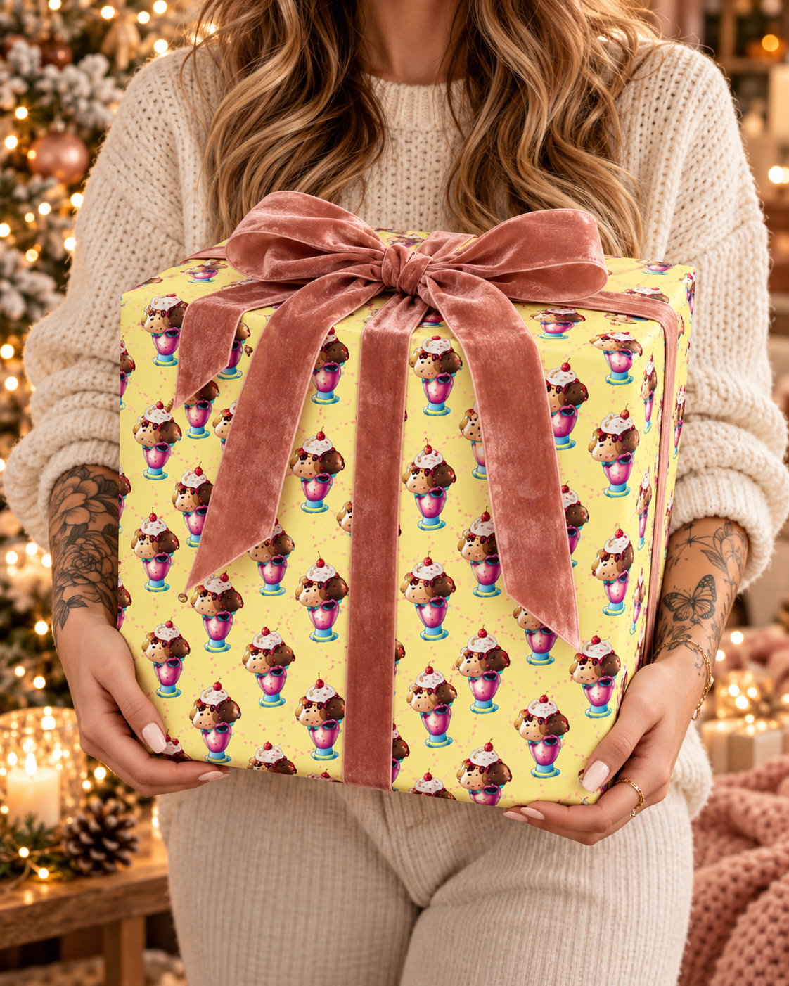 Retro Ice Cream Cone Pattern Wrapping Papers
