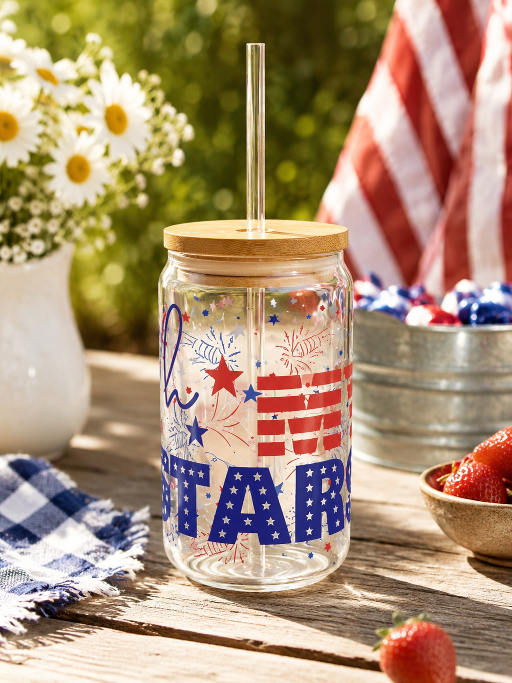 Patriotic Oh My Stars Sipper Glass