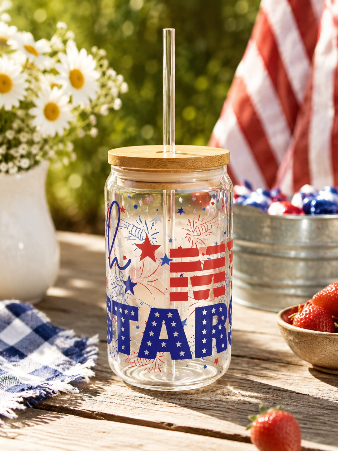 Patriotic Oh My Stars Sipper Glass