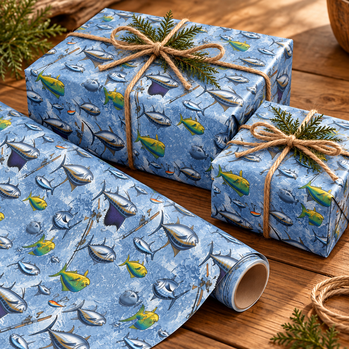 Blue Deep Sea Fish Wrapping Paper