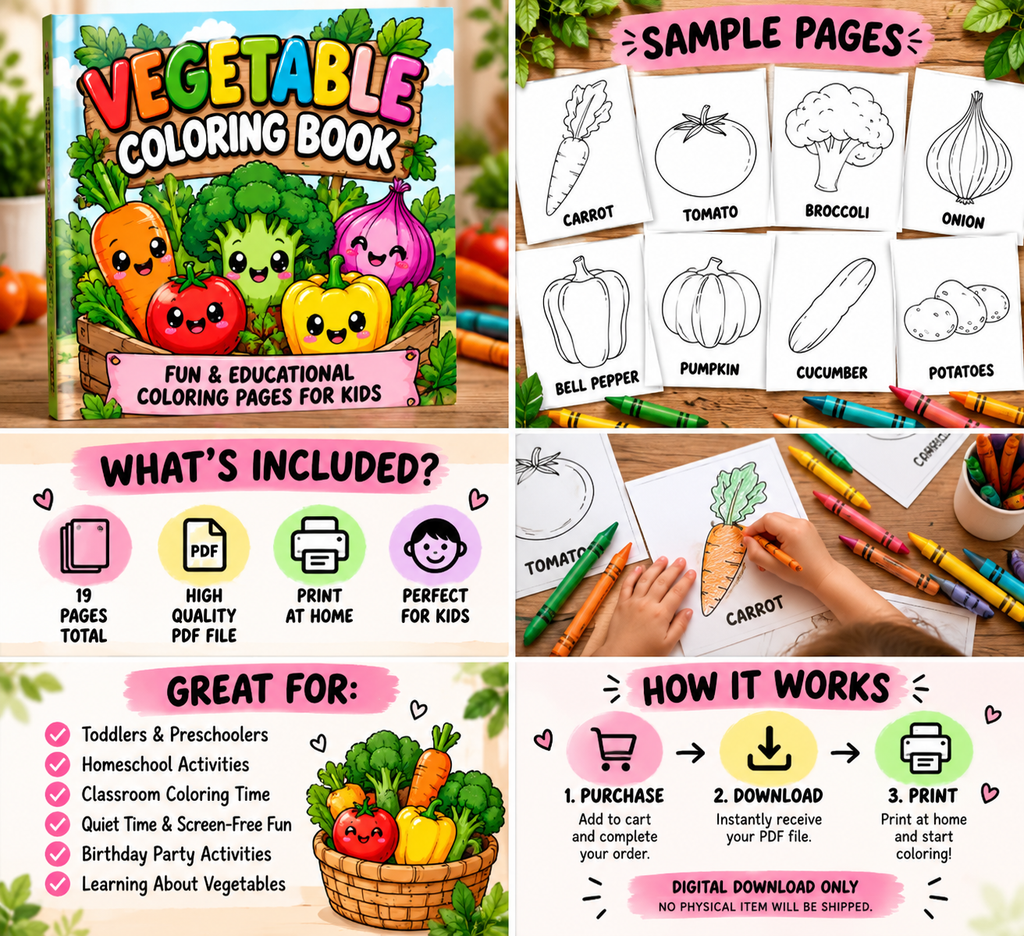 Vegetables Coloring Book Download