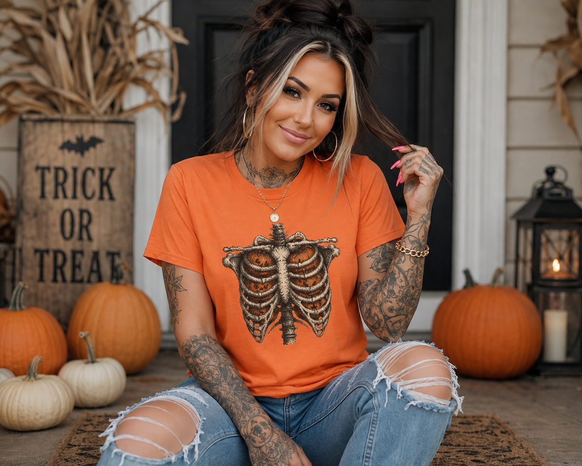 Pumpkin Skeleton Ribs T-Shirt